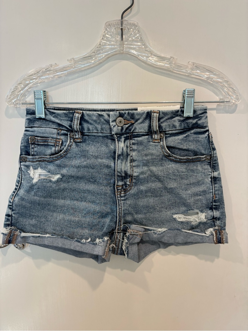 American Eagle Women's Distressed Denim Shorts - Light Blue